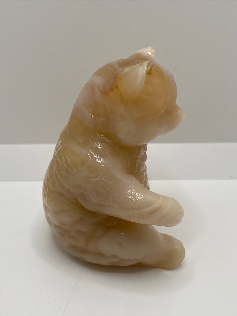 Vintage Mosser Caramel Peach Slag Glass Bear Figurine 3.75" Tall - Picture 2 of 7